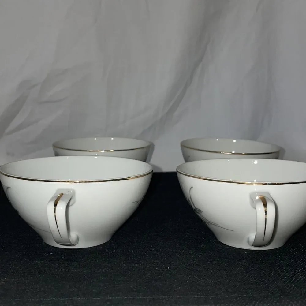 8 set golden rose fine china teacups and saucers